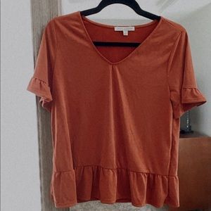 *sold* Burnt orange ruffled bottom shirt,perfect for fall